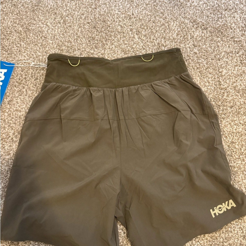 Hoka Dark Olive Athletic Shorts